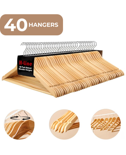 40-x-wooden-coat-hangers-suit-garments-clothes-wood-hanger-trouser-bar-set