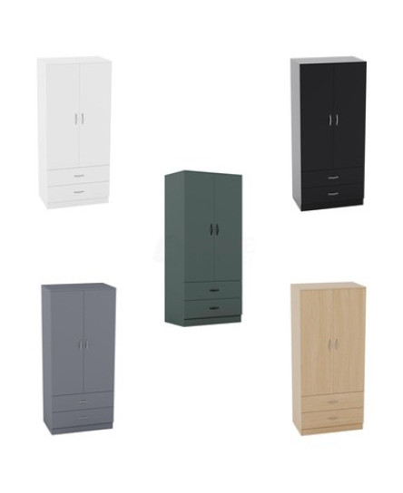 modern-wooden-wardrobe-2-door-2-drawers-storage-hanging-rail-bedroom-furniture