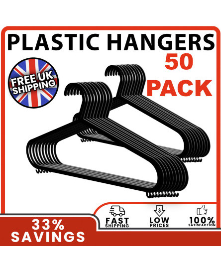 50-adult-black-coat-hangers-hanger-coathanger-strong-plastic-clothes-trouser