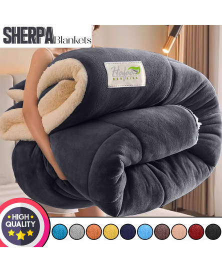 Reversible Sherpa fleece blanket Fluffy Sofa Bed throws Winter Blankets UK Sizes