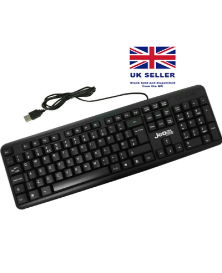 NEW K11 Slim USB Wired Keyboard Full Size QWERTY UK Layout For PC Desktop Laptop