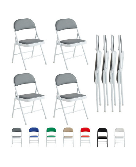 1/2/4/6Pcs Faux Leather Foldable Folading Chairs w/ Metal Frame and Padded Seat